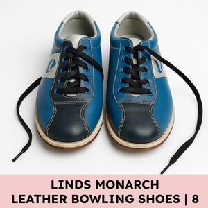 Linds Monarch Leather Bowling Shoes Blue Silver Retrocore Size 8 / 39.5